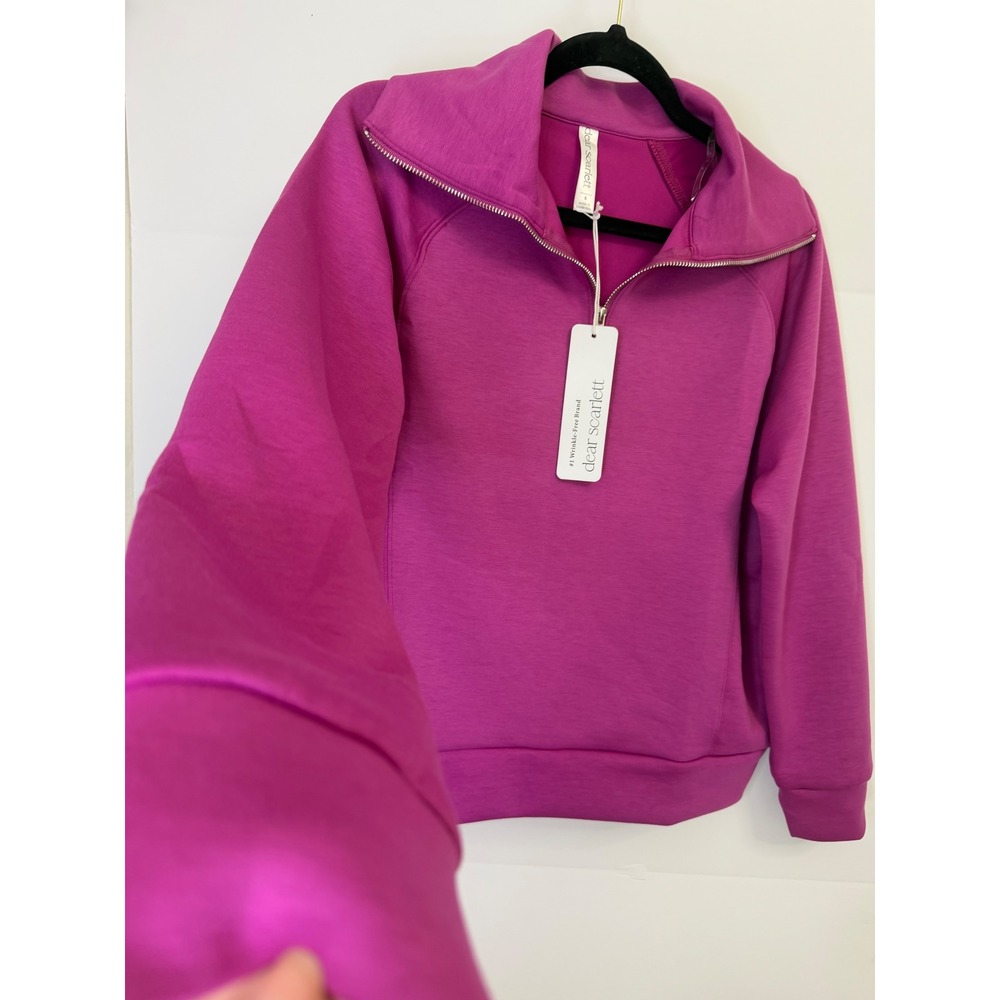 Dear Scarlett Womens Magenta Quarter Zip Pullover Sweatshirt‎ TRV-HAMPTONS Small - Picture 12 of 12